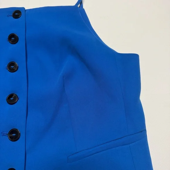 MANGO Halter Neck Gilet Buttons Sleeveless Suit Vest Blazer Royal Blue - Picture 8 of 10